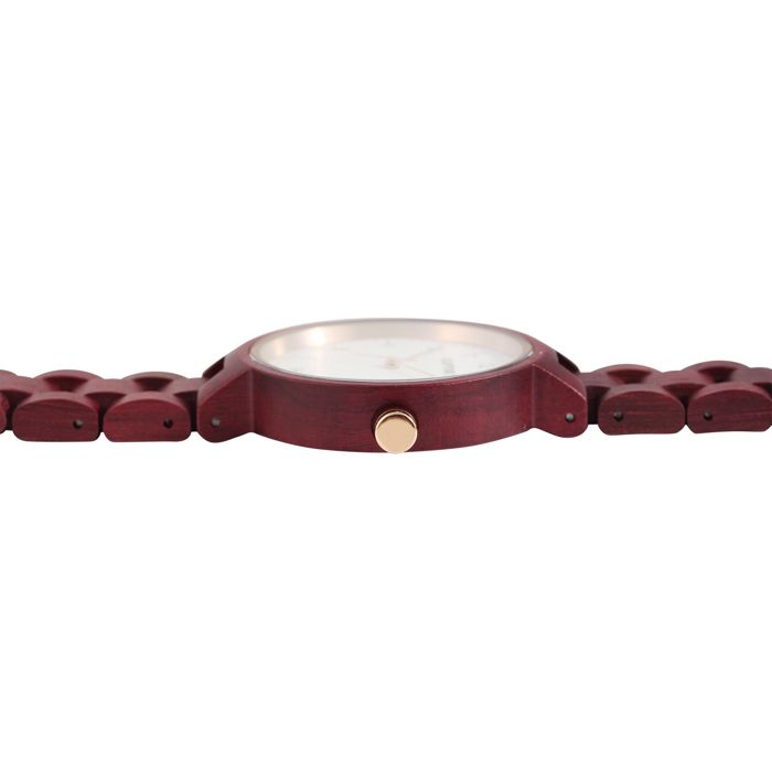 Montre bracelet - RAPTOR - Sherin - Rouge - Bracelet bois d'amarante - Boîtier 38 mm quartz