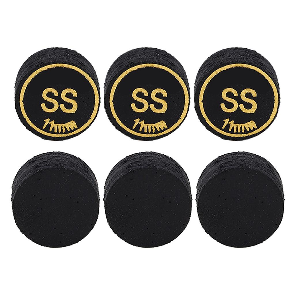 6PCS Billiard Cue Tips PU Multiple Layer Pool Cue Tips Replacement for Billiard Games Black SS