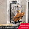 Wall-Mounted Kitchen Storage Rack with Pot Lid & Cutting Board Holder