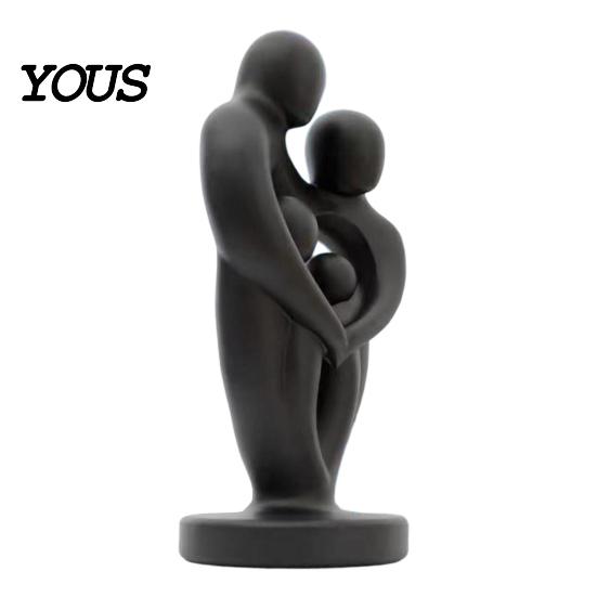 Hollow Love Shape Statue Abstract Woman Statue, Matte Black Resin Art Sculpture, Family of Four Finish Sculpture for Modern Minimalist Home Decor