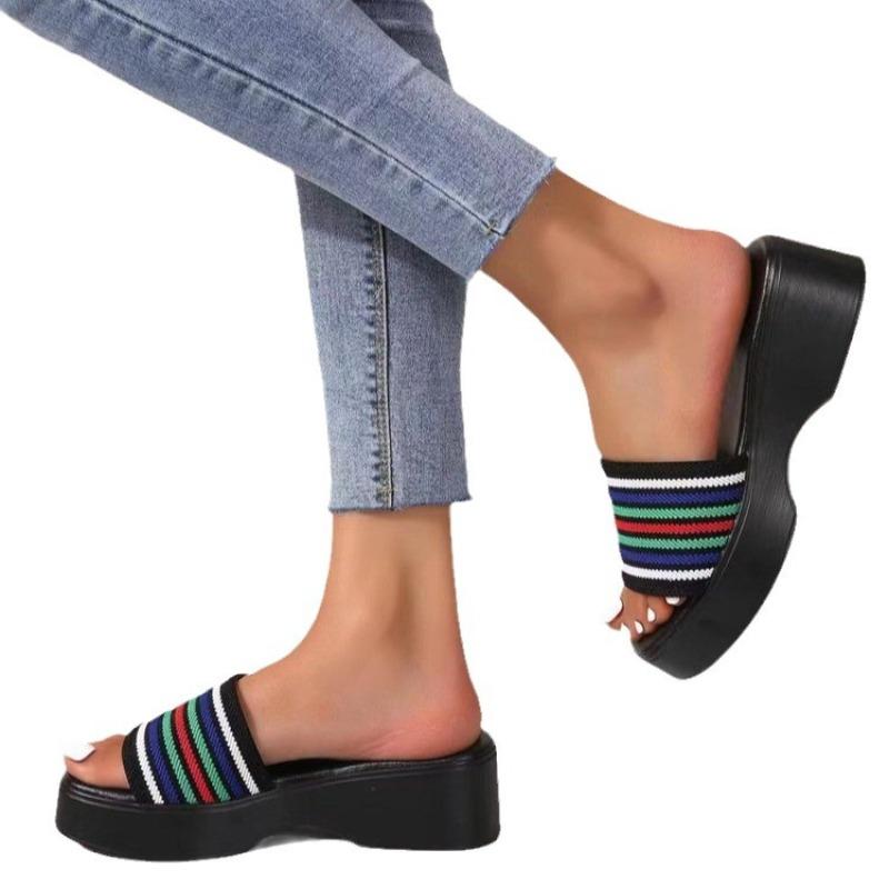 Fish mouth muffin thick-soled casual one-word slippers summer new fashion outer wear cool slippers sandals