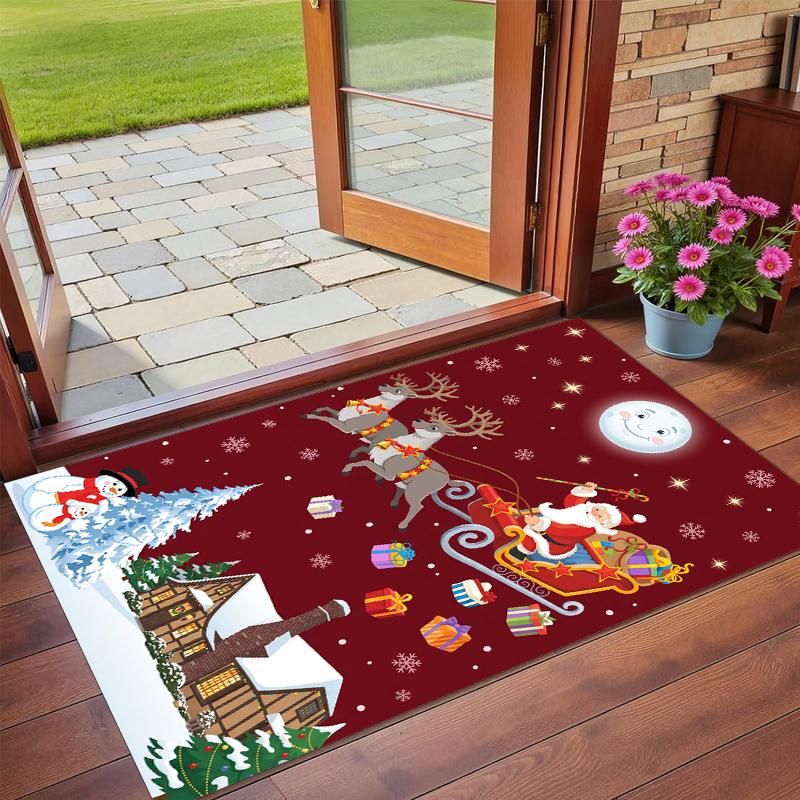 Christmas Printed Square Area Rug Soft Non Slip Floor Carpet For Bedroom Holiday Gift
