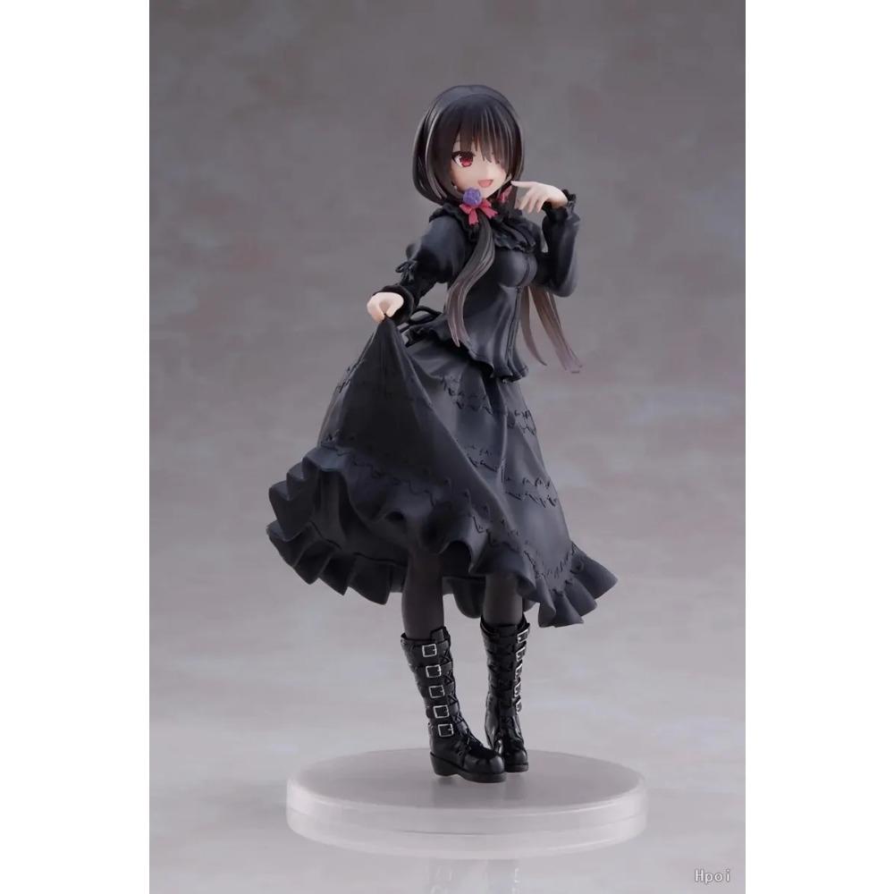 18CM DATE A LIVE Tokisaki Kurumi Anime Figure Cute Girl Model Toy PVC Black Dress Dress Up Standing Model Car Interior Ornament