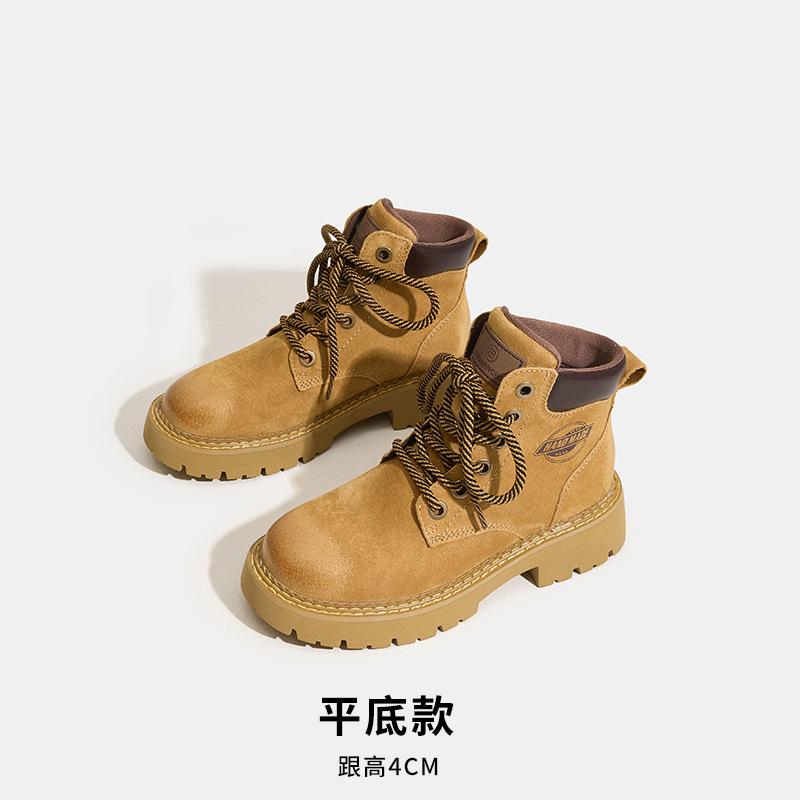 2025 new inner heightening Martin boots outdoor mountaineering retro velvet thermal tooling short boots British rhubarb boots