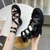 New Summer Versatile Student Fairy Style Flat Bag Heel Sandals Women's Cross Strap Roman Shoes Ins