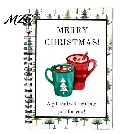 Shopping Card Management Book Highland Cow Christmas Organizer, Spiral Bound Storage Book, Durable Greeting Journal Coil Binding Portable Album