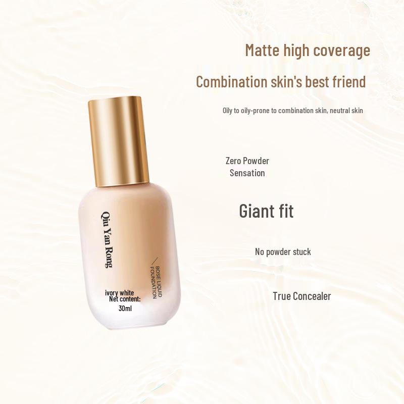 Rong Bosein Long-lasting Waterproof Foundation – Hydrating, Non-transfer, Sweat-proof for Dry/Oily Skin