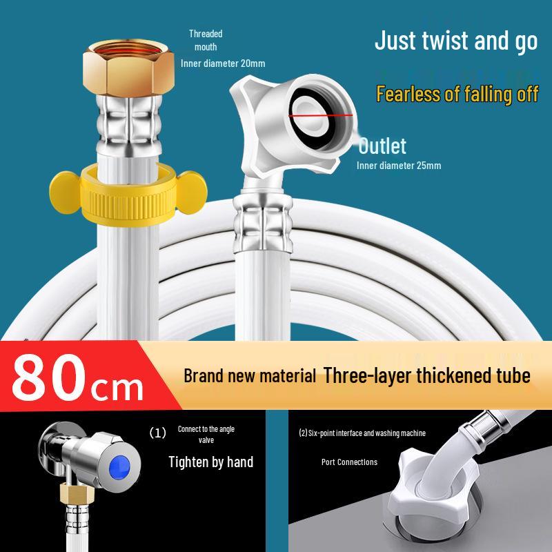 Universal Washing Machine Water Inlet Hose with 4-Point Copper Connector, PVC, for Automatic Pulsator Drums