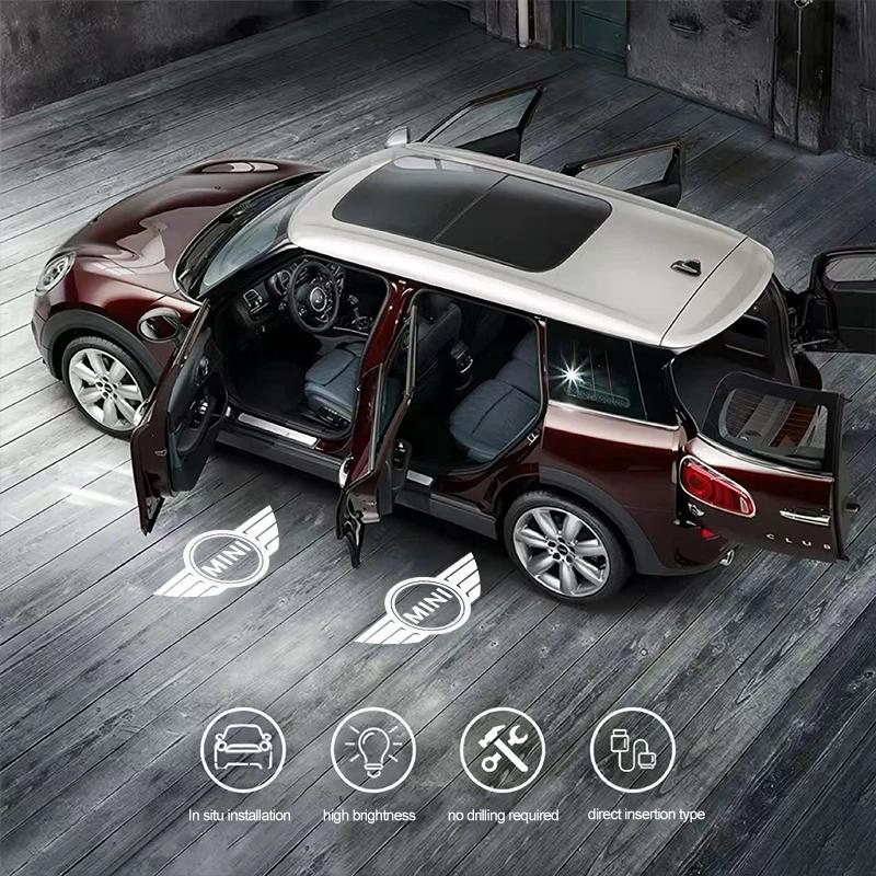 2Pcs MINI Emblem Car Door Welcome Light For Mini Cooper JCW Works Cabrio Aceman F54 F55 F56 F57 F60 R50 R52 R53 R55 Countryman Vhdsg88