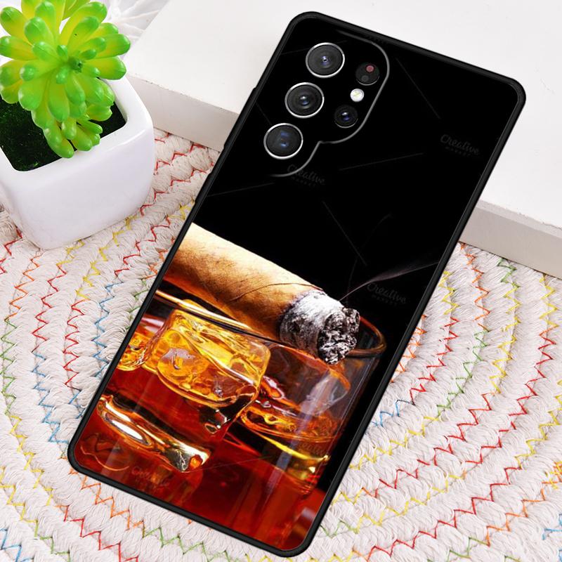 Cigar Whiskey Ice Drink Phone Case for Samsung Galaxy note 10 pro S26 Ultra S23 S24 FE S25 S21 S22 PLUS shockproof Cove