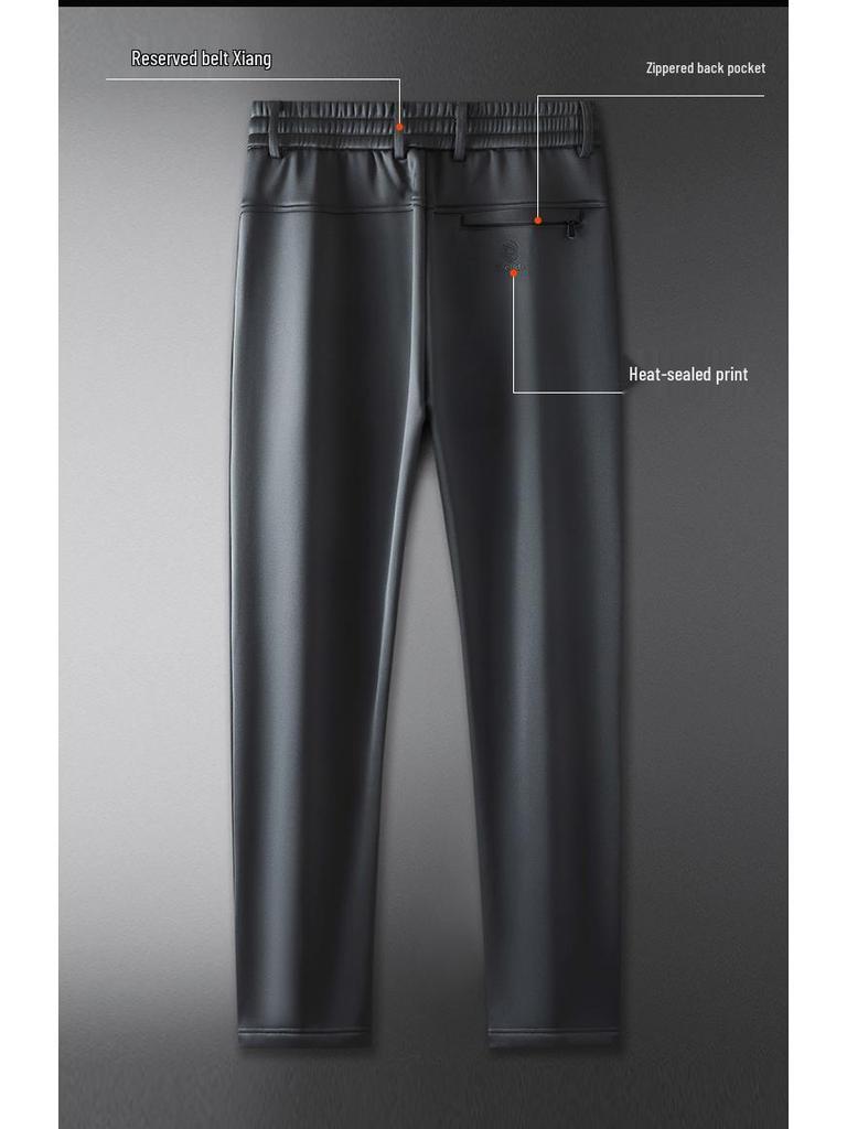 Men's Plus Size Autumn Fleece-Lined Sweatpants - Elastic Waist, Straight Leg Casual Pants