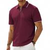 Men's Heavyweight Vintage Loose Jacquard Zip Short Sleeve Polo Shirt.