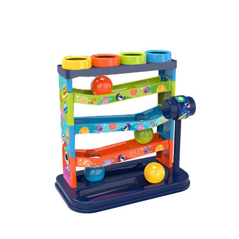 Stacking Ball Colorful Track Slide Rolling Ball Early Educational Knocking Toys Children's Fun Knock Music Piling Table