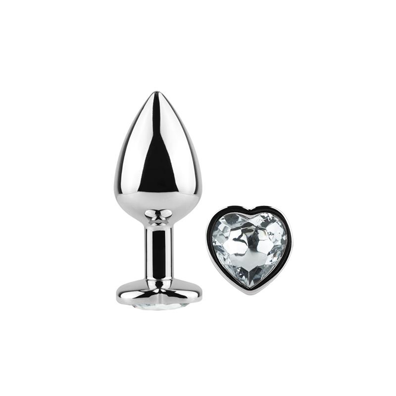 Transparent Heart Metal Anal Plug Size S