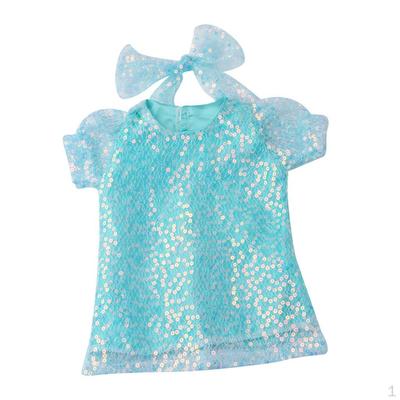 18 Zoll Puppenkleidung für Schönes Kurzarm-Partykleid, Outfits mit Schleifen-Stirnband,