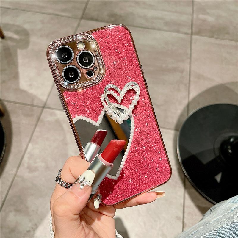 Stars and Love Mirrors for IPhone 15 Mobile Case 14pr Luxury Rhinestone Apple 13 Protective Case