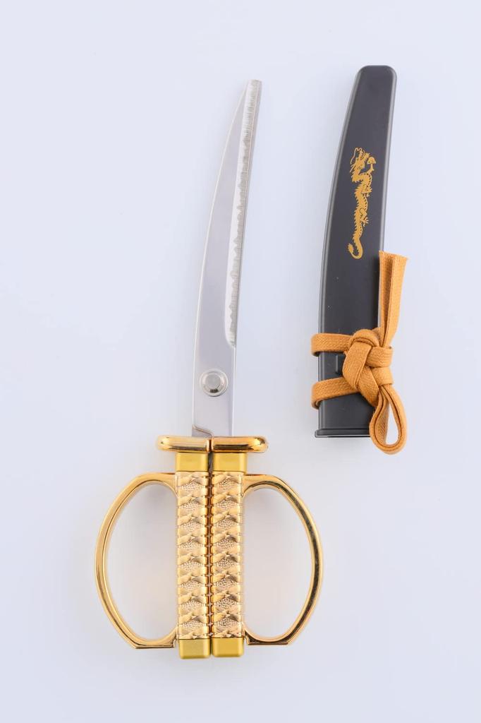 Japanese Sword Golden Dragon Model with Stand Scissors, SW-55GL