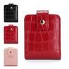 PU Leather Crocodile Pattern Mouth Red Bag Storage Small Portable Makeup Lipstick Bag With Mirror Makeup Handbag