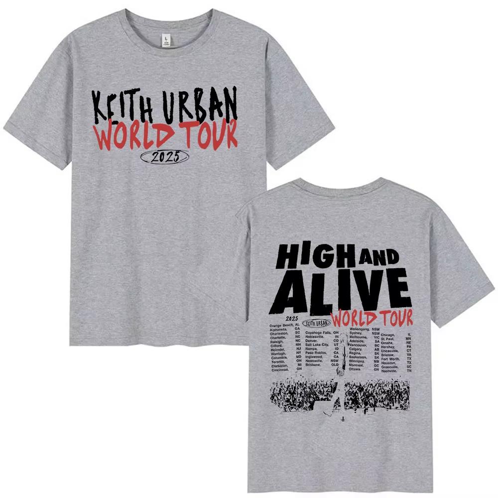 Keith Urban High and Alive World Tour 2025 T Shirt Men's Clothing Hip Hop Short Sleeve T-shirt Vintage Oversized Cotton T-shirts