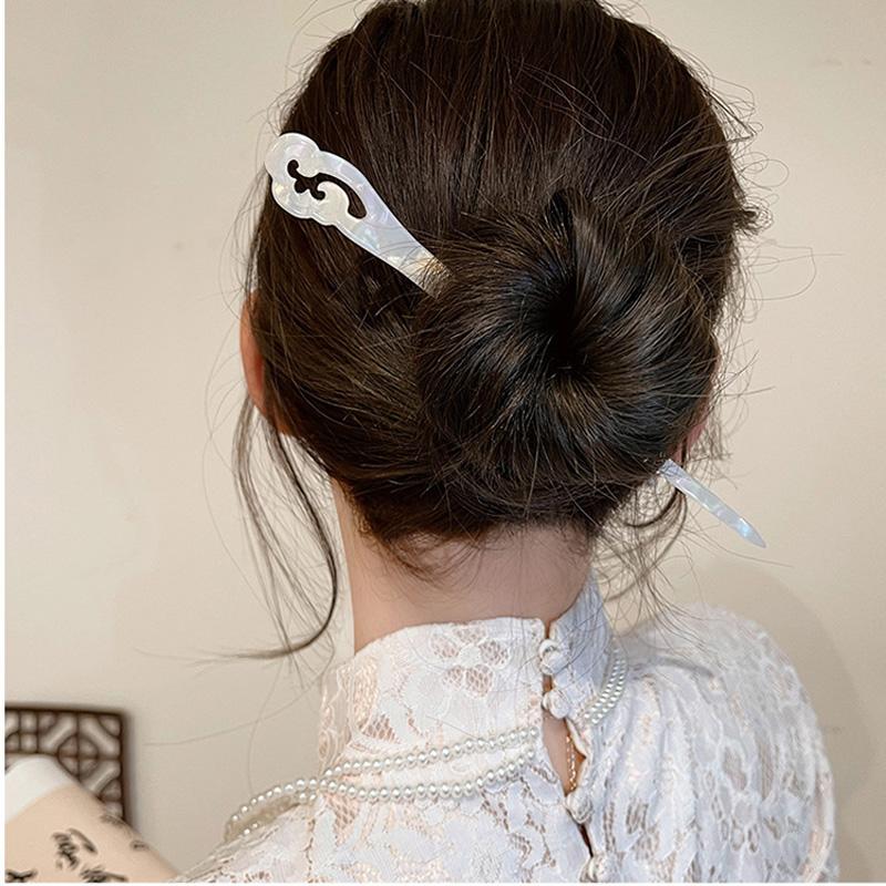 Vintage Chinesischer Stil Acetat Harz Haarstab für Frauen Platte Haarnadeln Haarspange Anstecknadel Kopfschmuck Hochzeit Haarschmuck Accessoires