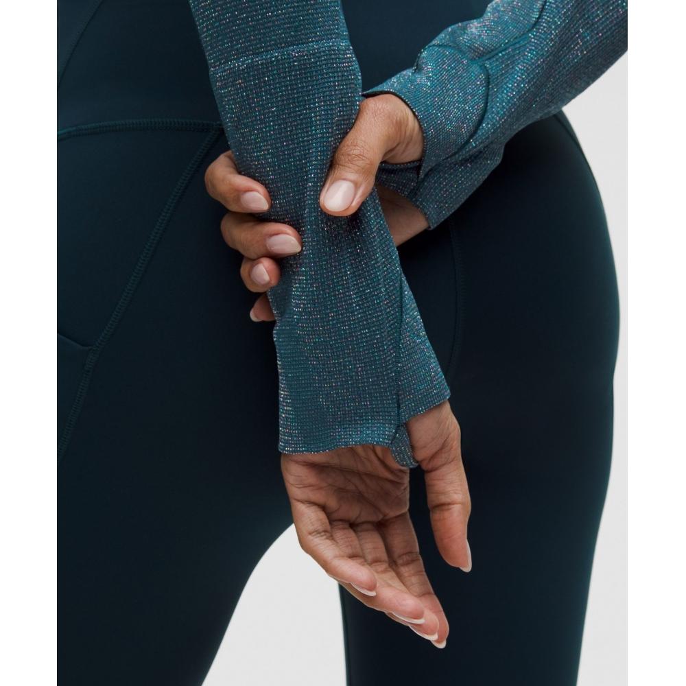 Lululemon Swiftly Tech Cropped Long Sleeve Shirt 2.0  Sparkle Indochine Blue Rainbow Lurex