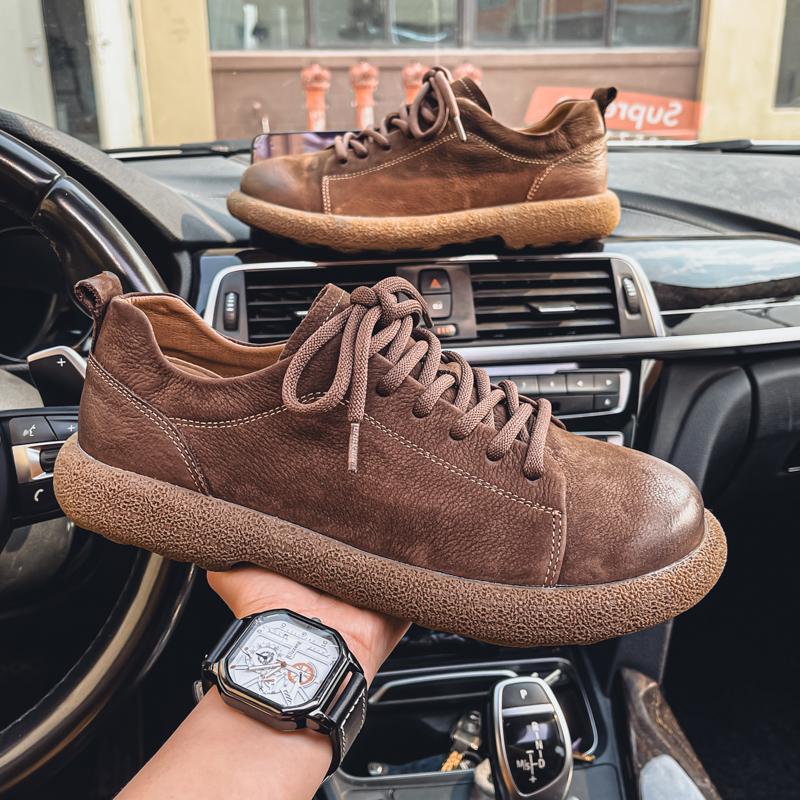 Fashion High Quality Men's Genuine Leather Shoes Classic Comfortable Flat Sneakers Male Walking Vulcanize Shoes New Skateboard Footwear
