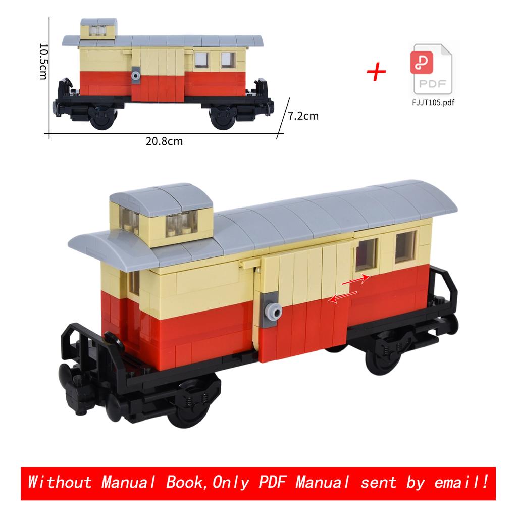 Old Style Railway Caboose MOC Set, Retro Train Guard Wagon Blocks, Hobby Assembly Gift for Train Lovers