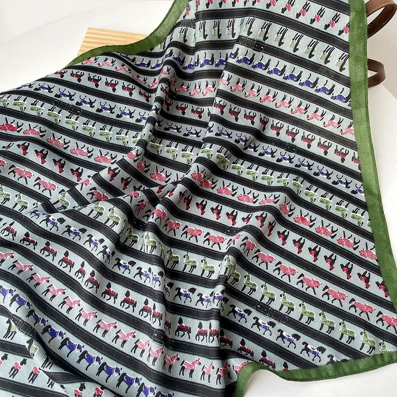 1Pc Neck Brace 2026 Magnetic Clasp Gift Scarf Versatile Triangular Bandage Warm Pony Pattern Cotton
