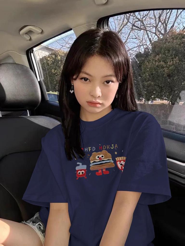 Plus Size Women's Unique Straight Shoulder Short-Sleeve Pure Cotton White T-Shirt - Summer 2025 Collection