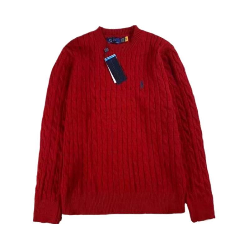 RL Ralph Lauren Pony Logo Crew Neck Knit Sweater - Men's & Women's Warm Autumn/Winter Cable Knit Pullover