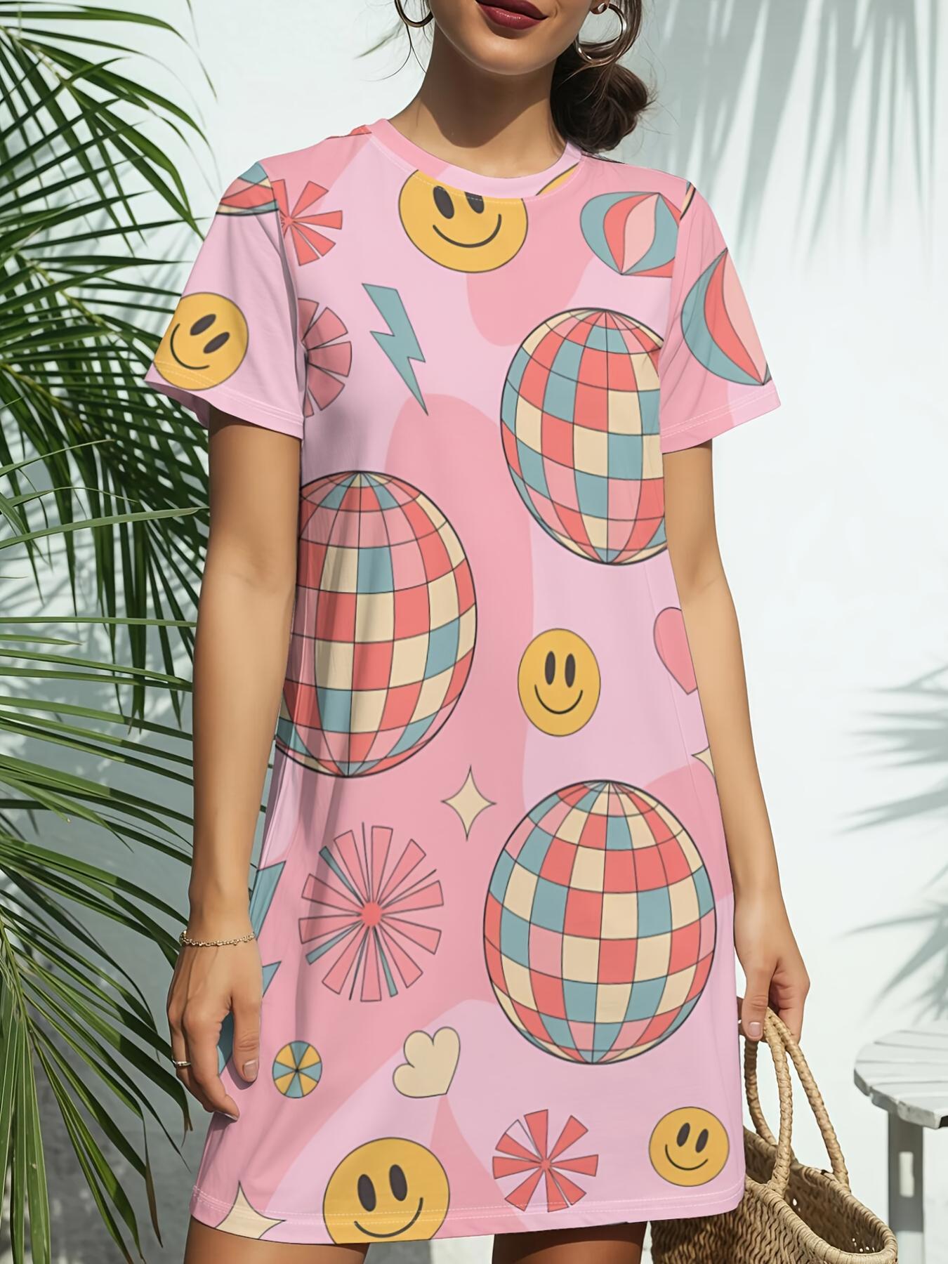

Women S New Crew Neck Short Sleeve T-Shirt Dress. American Trend Digital Print. Casual ; Versatile for Spring And Summer. Elegant And Chic Wome S De XS дубильная кора