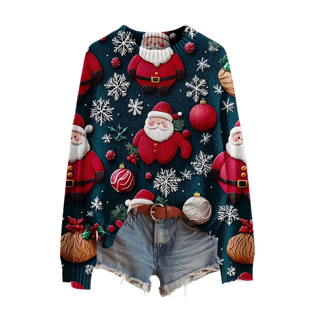 Women's Funny Women's Christmas Sweater R-Neck Christmas Jumper Christmas Outfit Ugly Sweatshirt Christmas Costume