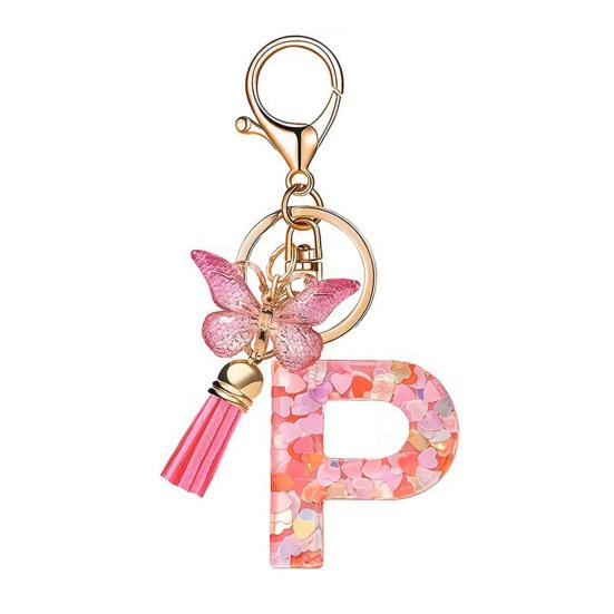 Heart Keyring Keychain Pendant Epoxy Resin Pink 10.7 Cm/4.21 In 1 Pc