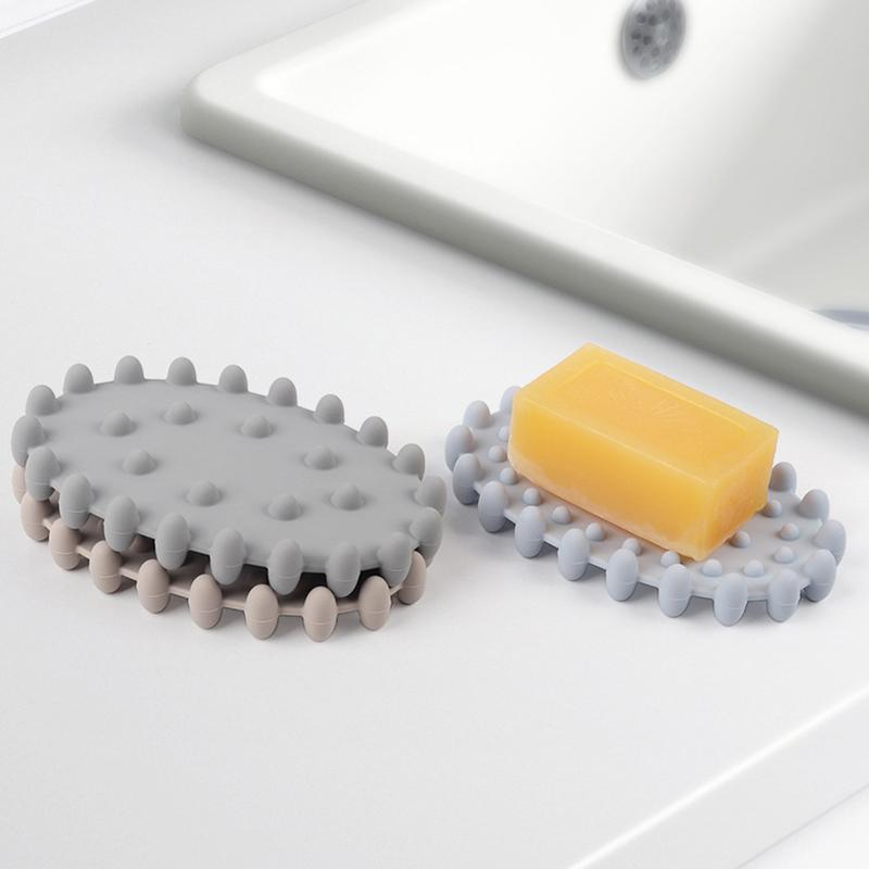 Silicone Soap Dish With Drain, Bar Soap Holder For Shower,Bathroom And Kitchen Sink Organizer,Self Draining Waterfall Soap Tray
