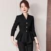 Teluoman Women's Ruffled Business Suit Set