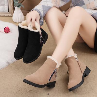 Nouvelles chaussures pour femmes, bottes de neige d'hiver de marque, bottes d'hiver en velours pour femmes, bottes courtes épaisses en fourrure, chaussures en coton britannique antidérapantes