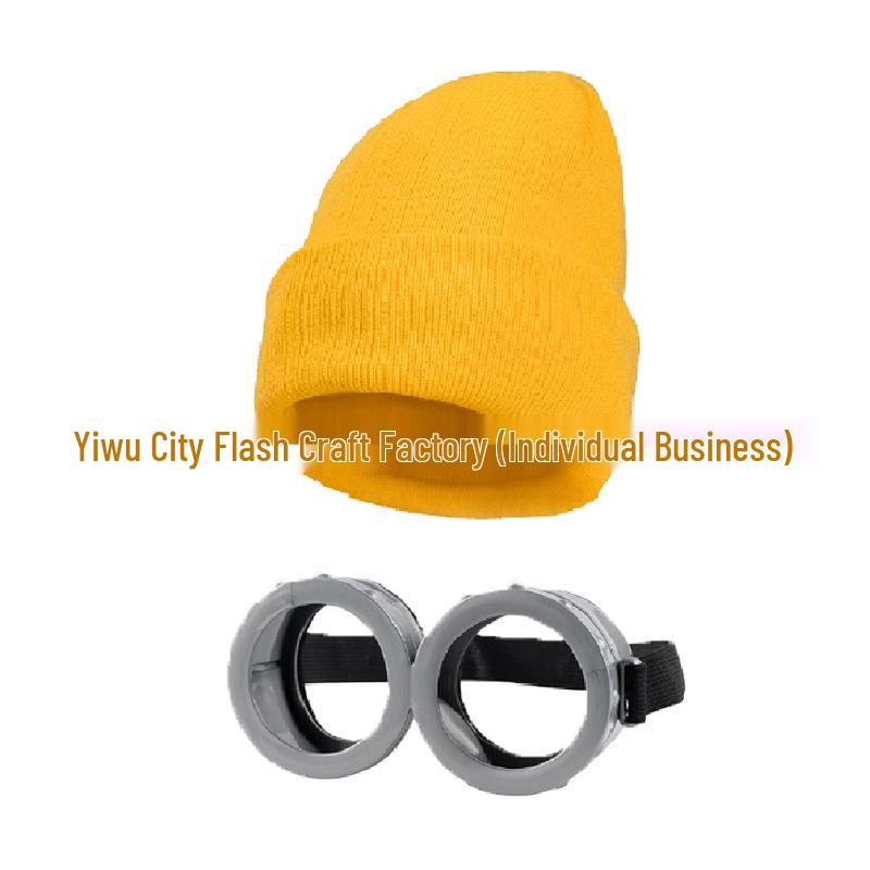 Despicable Me Minions Knit Hat & Glasses Costume Set for Cosplay No