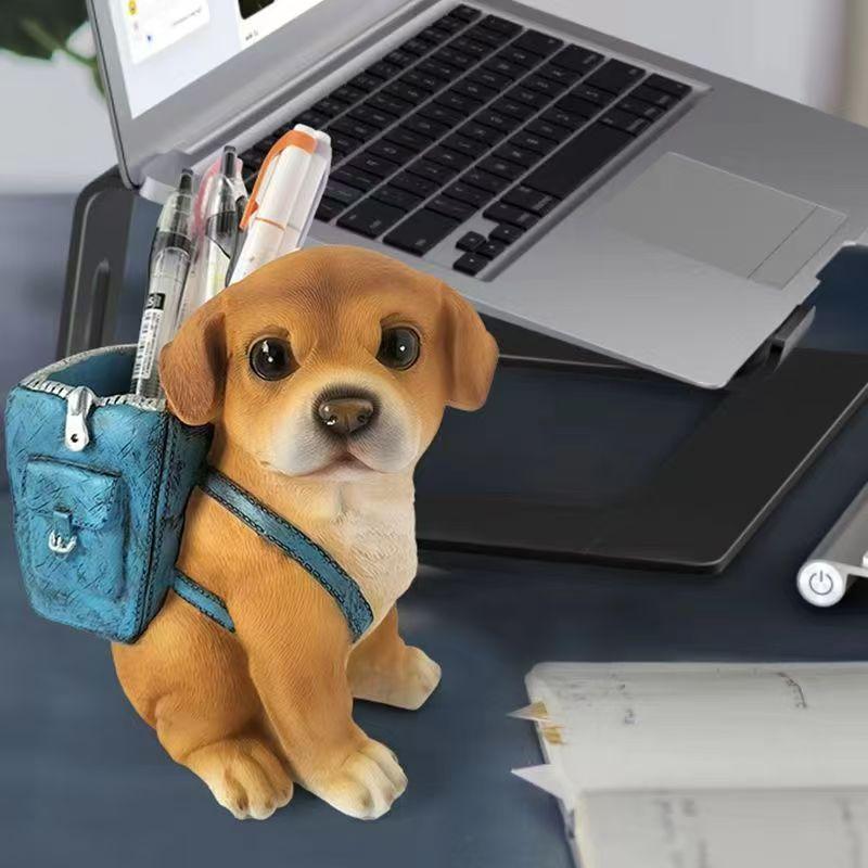 Cute Puppy Pen Holder Plastic Material Creative Stationery Storage Box Desktop Decor Student Stationery Supplies Children's Gift
