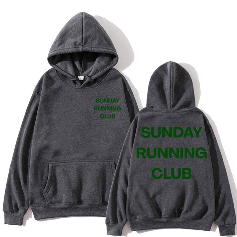 Klub Biegowy Niedzielny Graficzne Bluzy z Kapturem Mężczyźni Kobiety Sportowe Jogging Długi Rękaw Polar Luźne Streetwear