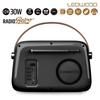 Radio Rétro portable Ledwood ALMA, FM, Bluetooth 5.3 Entrée USB, Puissance 30W - Batterie 3,7V-1500mAh - Retro Vintage - Noir