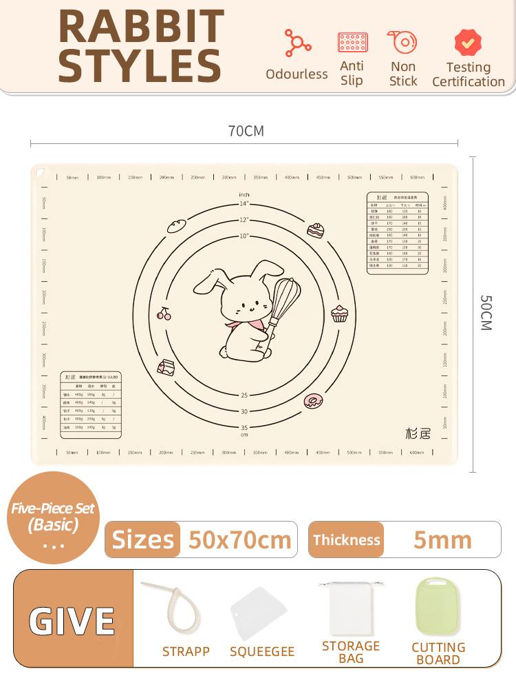 Zackoo Silicone Kneading Mat Foodgrade Thickened Large Household Panel Backing Dough Rolling Dumpling Pad Plastic Chopping Board