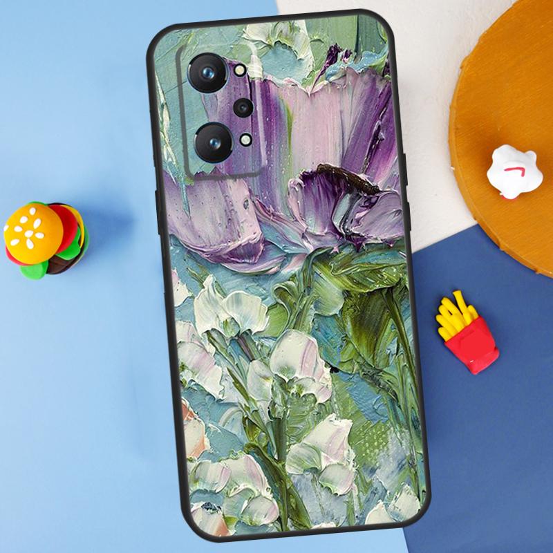 Oil Painting Boho Flower Art For Realme C55 C67 C61 C75 C53 C51 C21Y C25S GT 6 6T 5 GT7 Pro 10 11 12 13 14 Pro Plus Case