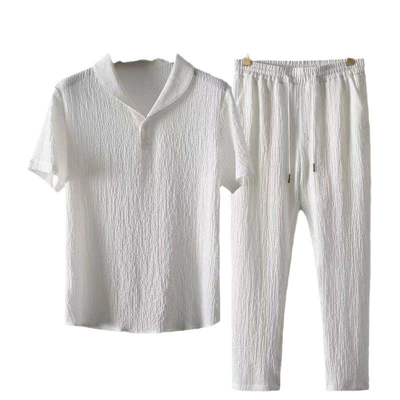 Men's Light Luxury Korean Style Short-Sleeve Sports Suit