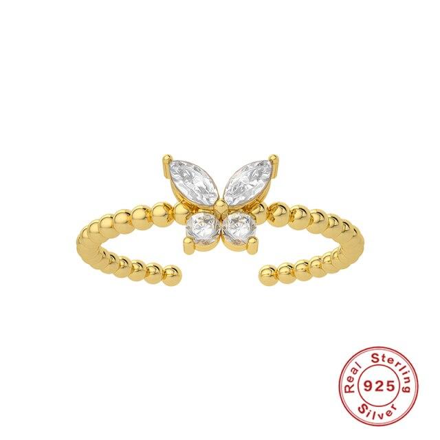 Sterling Silver Sweet Double Layer Star Moon Opening Ring For Women Finger Ring Engagement Wedding Jewelry Wholesale