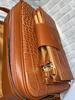 Italian Leather Crocodile Embossed Shoulder Bag with Flap LPR15 (Orange Brown) Travel Shoulder Bag