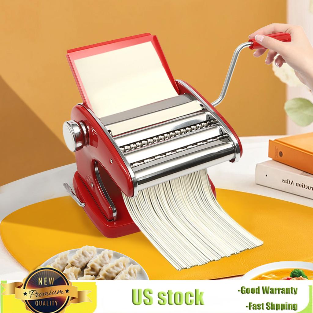 Bymaocar piesūcekņu manuāla maza nūdeļu mašīna, nerūsējošā tērauda biezuma regulējams nūdeļu apstrādes rīks mājai un kempingam