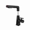 LED Digital Display Lift Pull Out Bathroom Basin Faucet Gray Brass Multifunctional Hair Wash Mouthwash Hot And Cold Mixed Tap