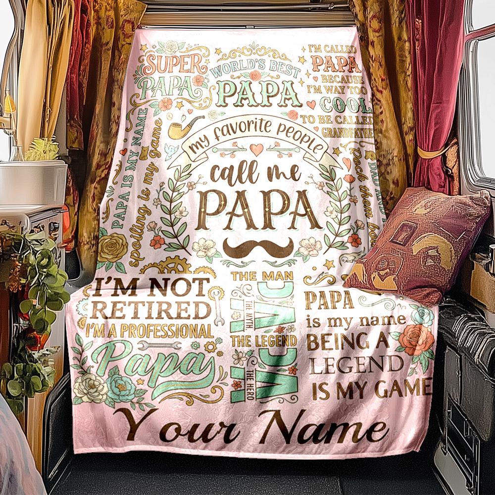 Papa'S Love Joy And Wisdom Blanket Personalized Name Soft Comfortable Stylish Blanket Car Blanket Perfect For Travel Camping Outdoor Home Suitable For
