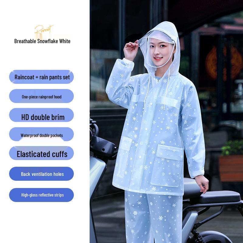 

Женский непромокаемый комплект на все тело с мужским плащом и брюками, утолщенный удлиненный стиль для взрослых Medium