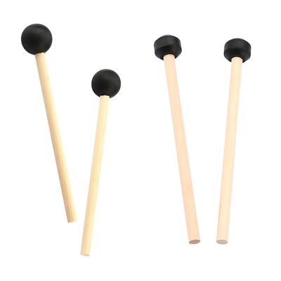 2 Stuks Percussie Drumstokken, Rubberen Kop Professionele Stalen Trommel Mallets, Houten Handvat voor Optreden, Klokkenspel